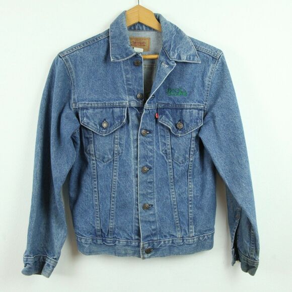 Vintage Levis 36 Jean Jacket USA Chainstitch Embroidered Mike Denim Rockabilly - Picture 2 of 11